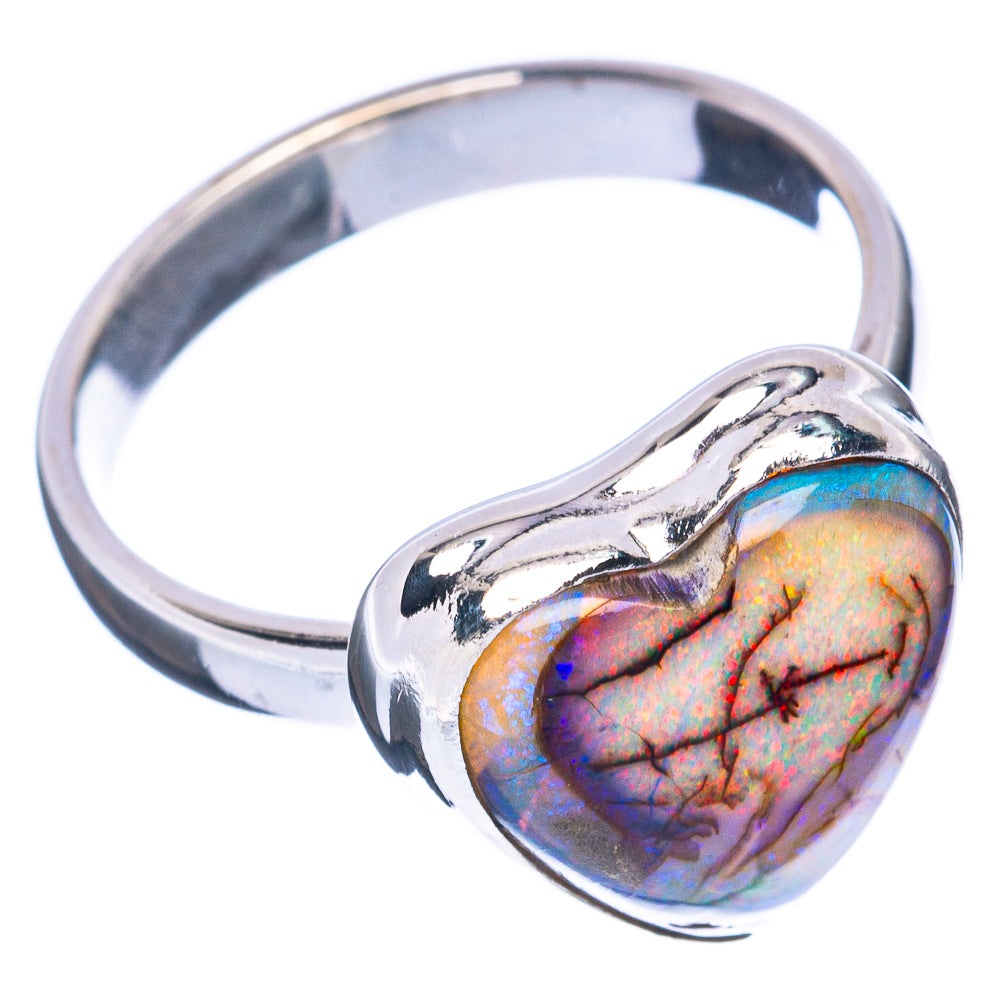 Rare Sterling Opal Heart Ring Size 7.25 (925 Sterling Silver) R2906