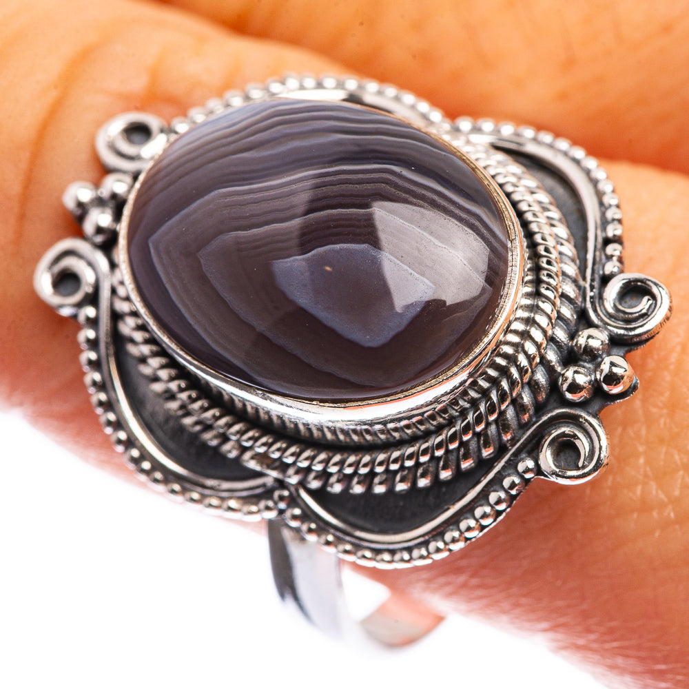 Botswana Agate 925 Sterling Silver Ring Size 10.75