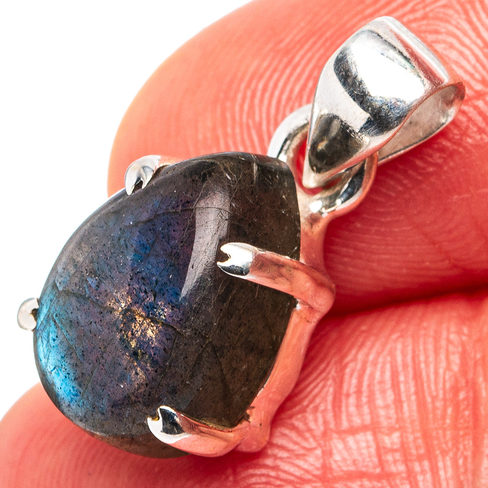 Labradorite Dainty Pendant 7/8" (.925 Sterling Silver)