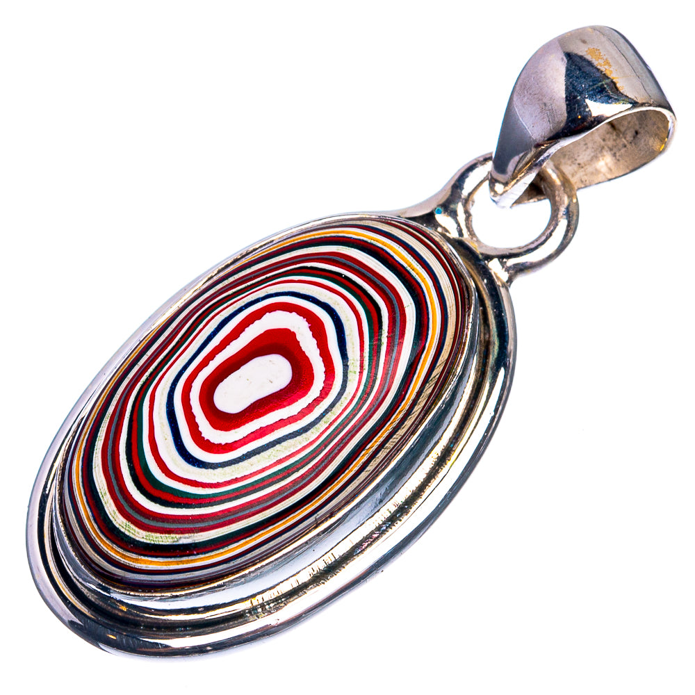 Fordite 925 Sterling Silver Pendant 1 3/8"