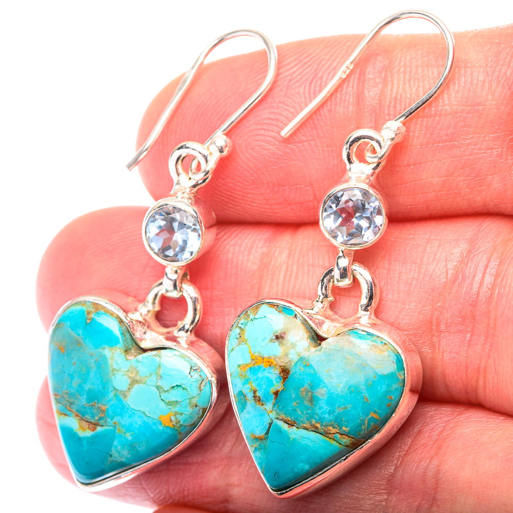 Chrysocolla, Blue Topaz Earrings 1 5/8" (925 Sterling Silver) EARR432176