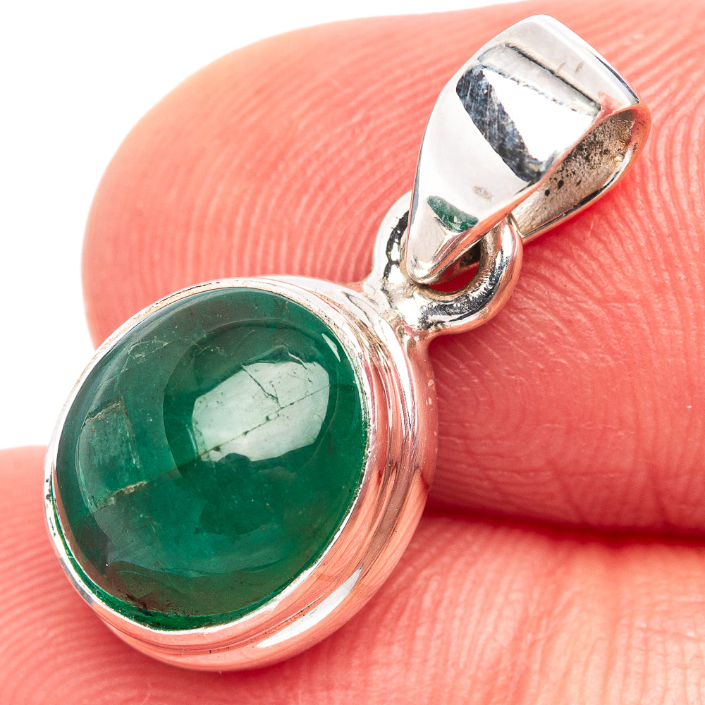 Rare Premium Zambian Emerald Pendant 7/8" (.925 Sterling Silver)