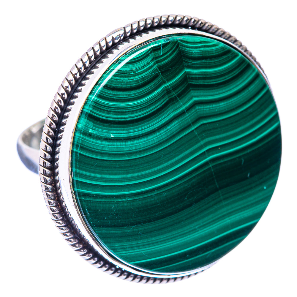 Large Malachite Coin Ring Size 8.75 (925 Sterling Silver) R140785