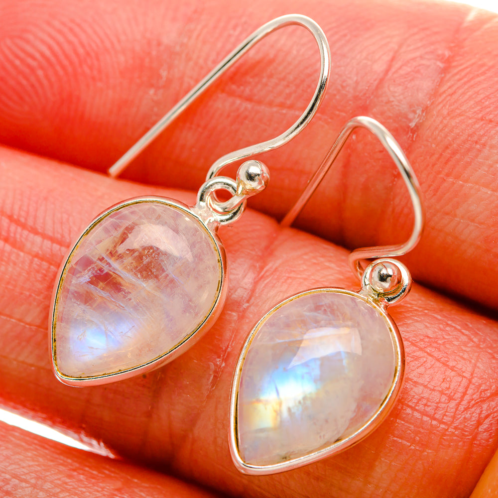 Rainbow Moonstone Dainty Earrings 1 1/4" (925 Sterling Silver) EARR431969