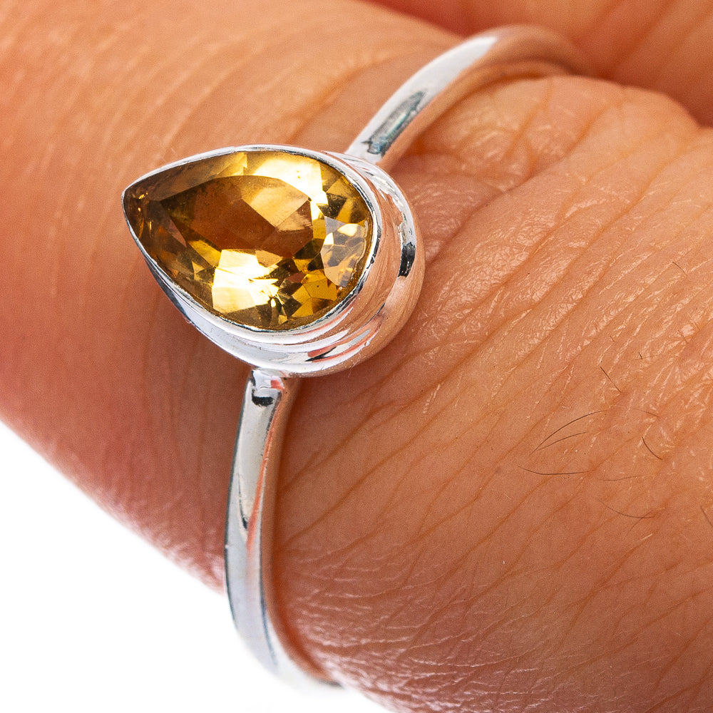 Faceted Citrine Dainty Ring Size 7.75 (925 Sterling Silver) R145437