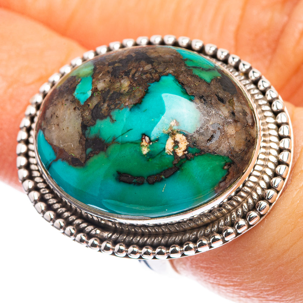 Large Tibetan Turquoise Ring Size 6 (925 Sterling Silver) R143030