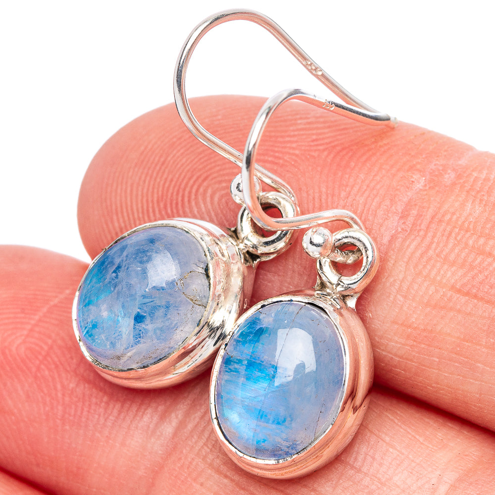 Rainbow Moonstone Earrings 1 1/8" (925 Sterling Silver) E1418