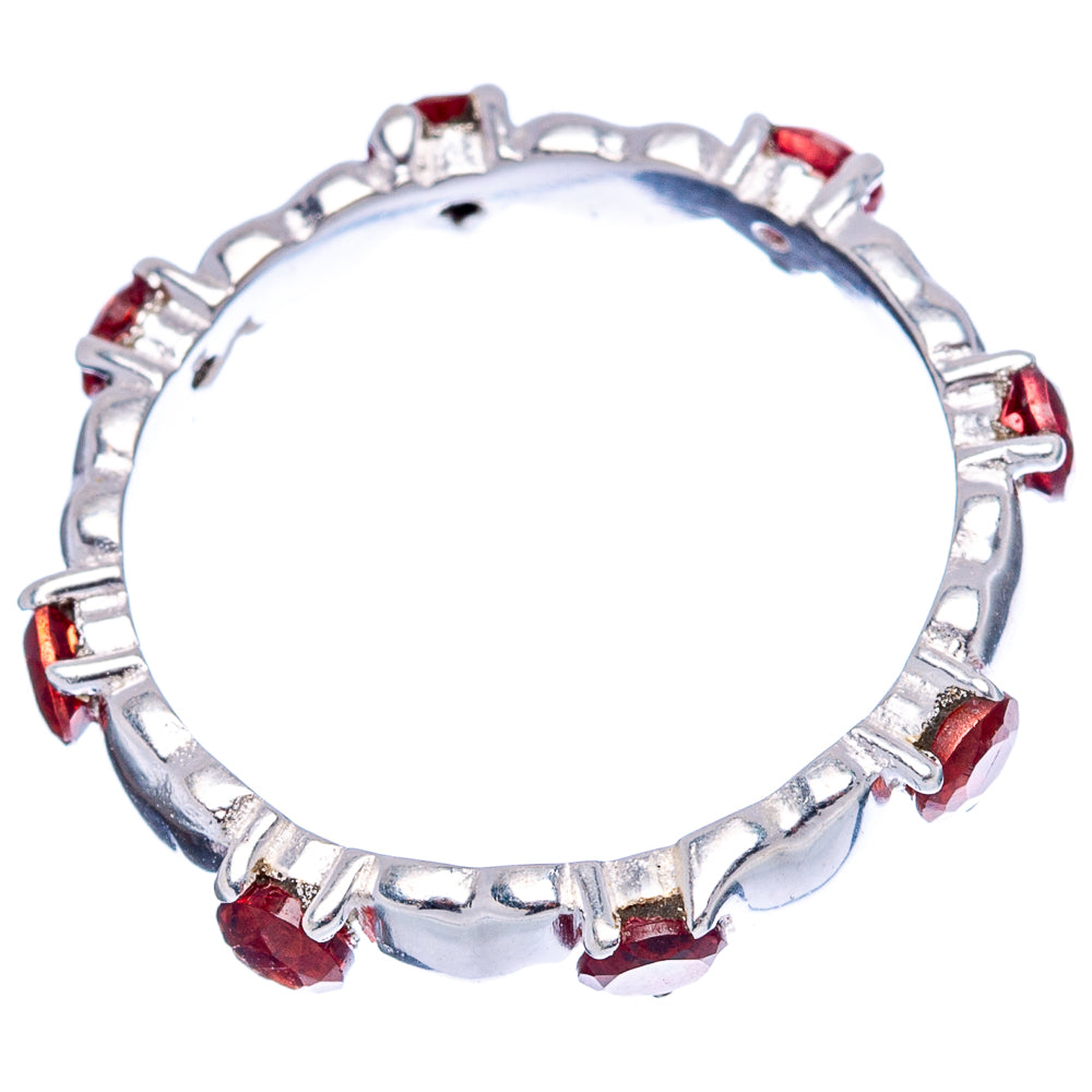 Garnet Heart Dainty Ring Size 6 (.925 Sterling Silver)