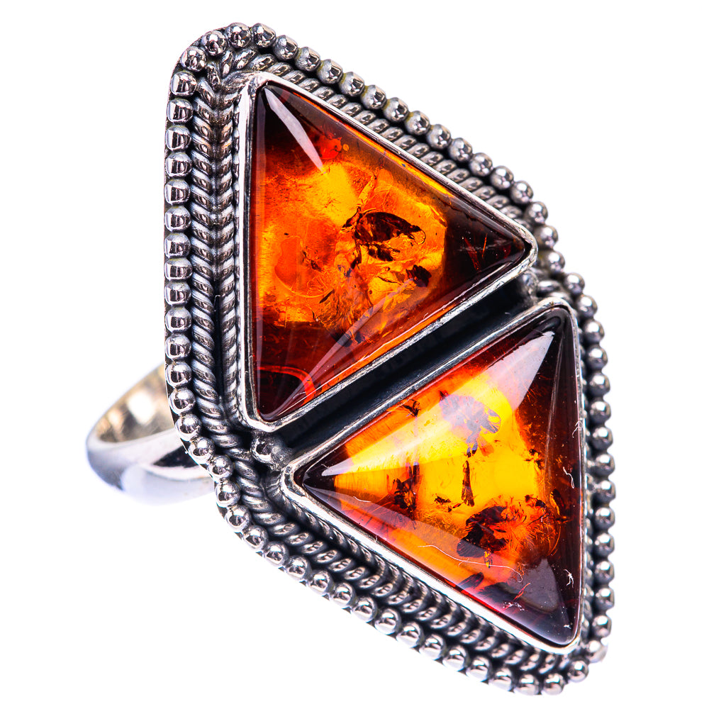 Large Baltic Amber Ring Size 8 (925 Sterling Silver) R140625