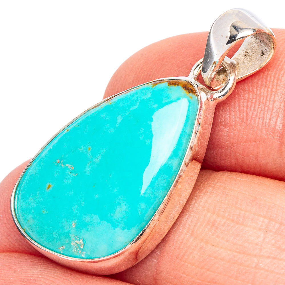 Rare Kingman Turquoise Pendant 1 1/4" (925 Sterling Silver) P44961