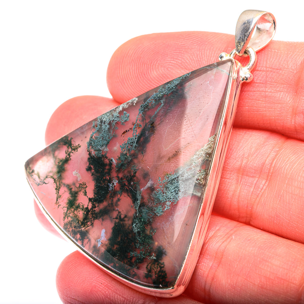 Green Moss Agate Pendant 2 1/8" (925 Sterling Silver) PD38452