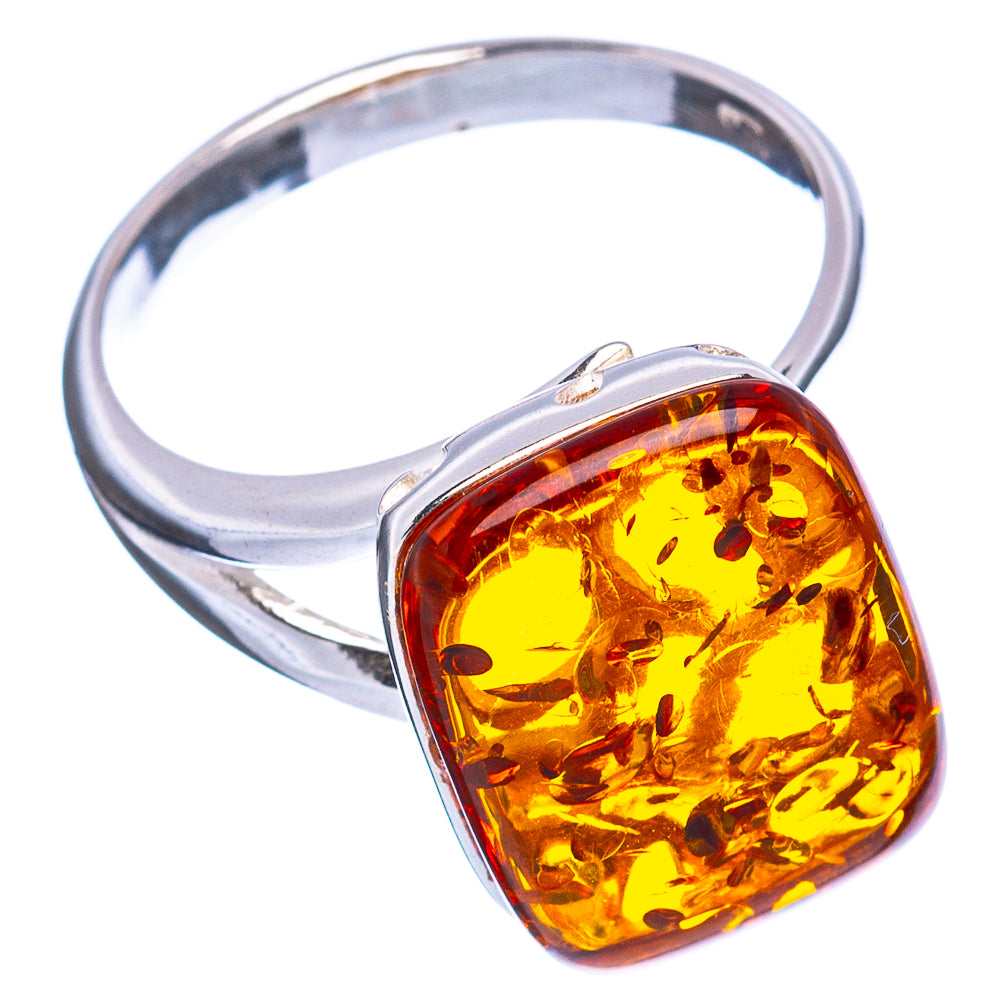 Baltic Amber Ring Size 6 Adjustable (.925 Sterling Silver)