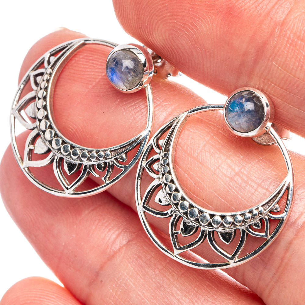 Rainbow Moonstone Earrings 7/8" (925 Sterling Silver) E433416