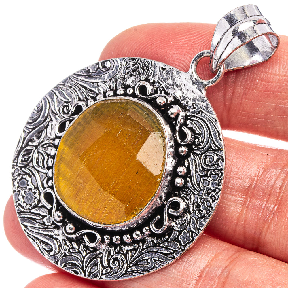 Yellow Onyx Pendant 2 1/8" (German Silver)