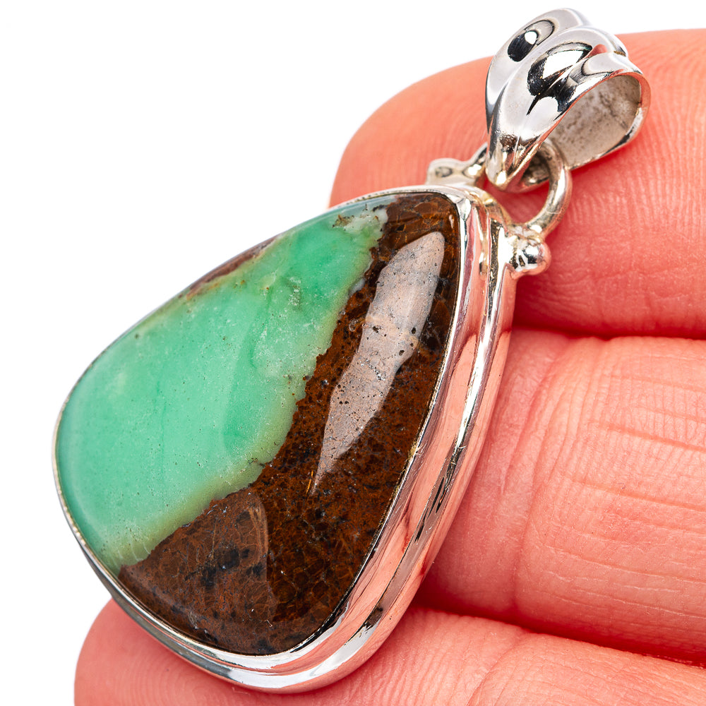 Boulder Chrysoprase Pendant 1 3/8" (.925 Sterling Silver)