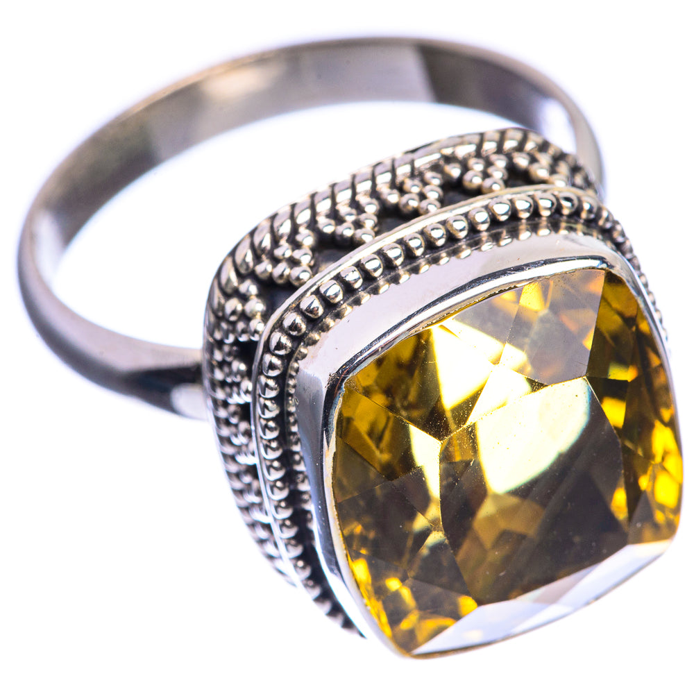 Faceted Citrine 925 Sterling Silver Ring Size 9.75