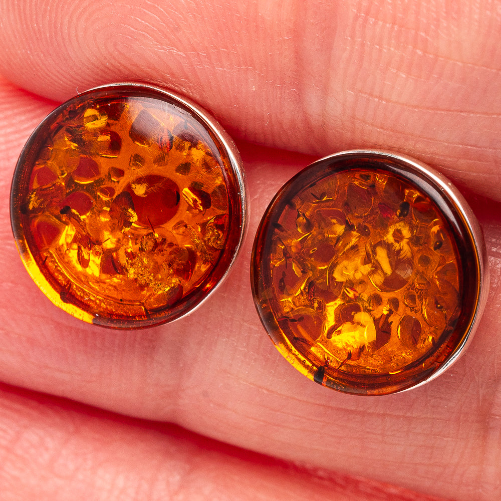 Baltic Amber Earrings 1/2" (.925 Sterling Silver)