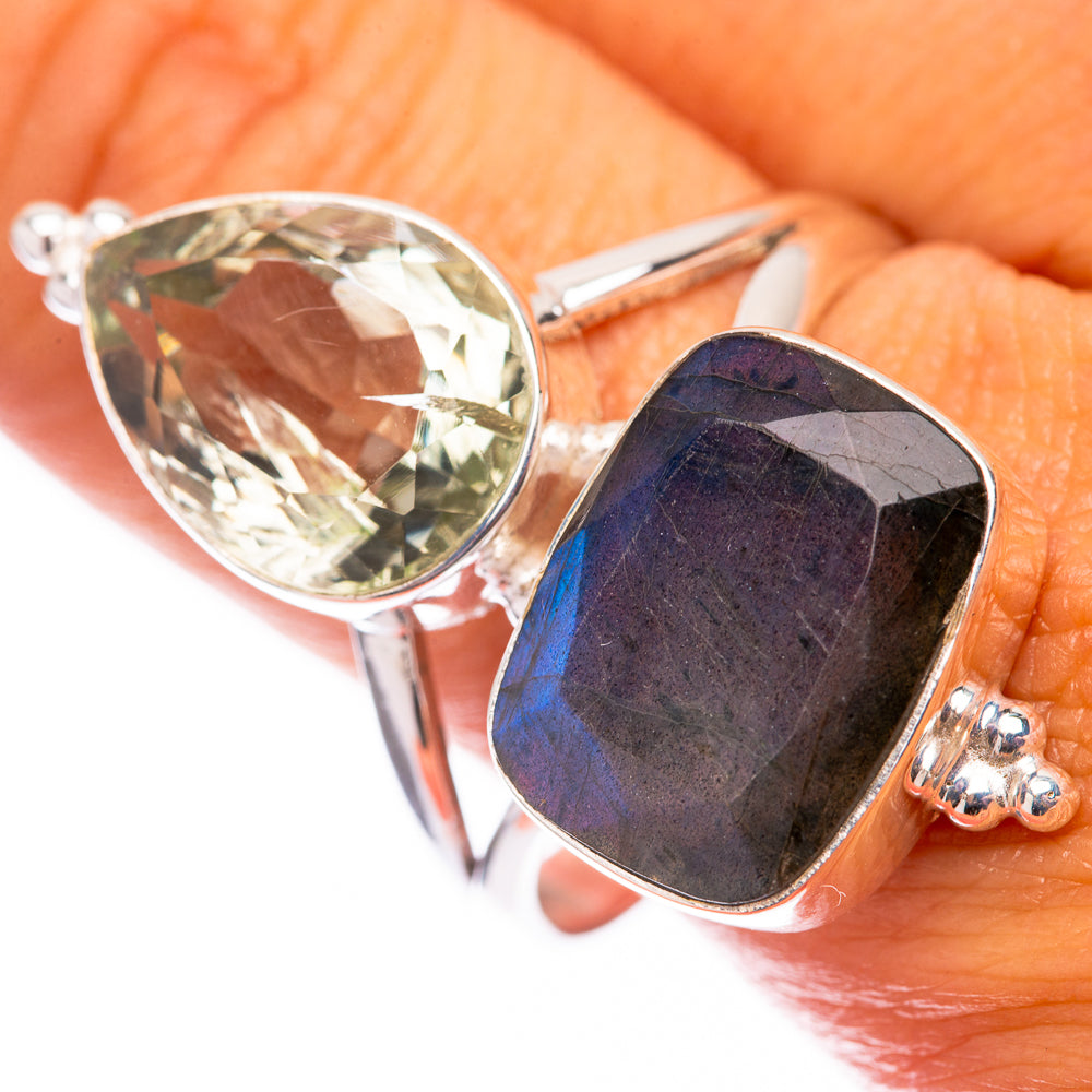 Large Labradorite, Green Amethyst 925 Sterling Silver Ring Size 11.75 (925 Sterling Silver) RING140420