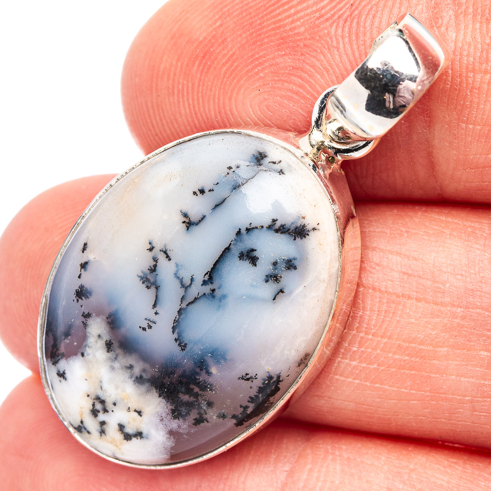 Dendritic Agate Pendant 1 1/2" (.925 Sterling Silver)