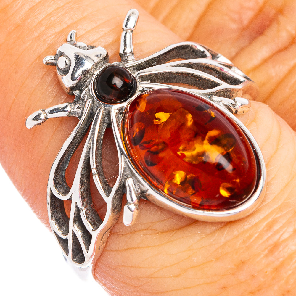 Baltic Amber Honey Bee Ring Size 7.75 (.925 Sterling Silver)
