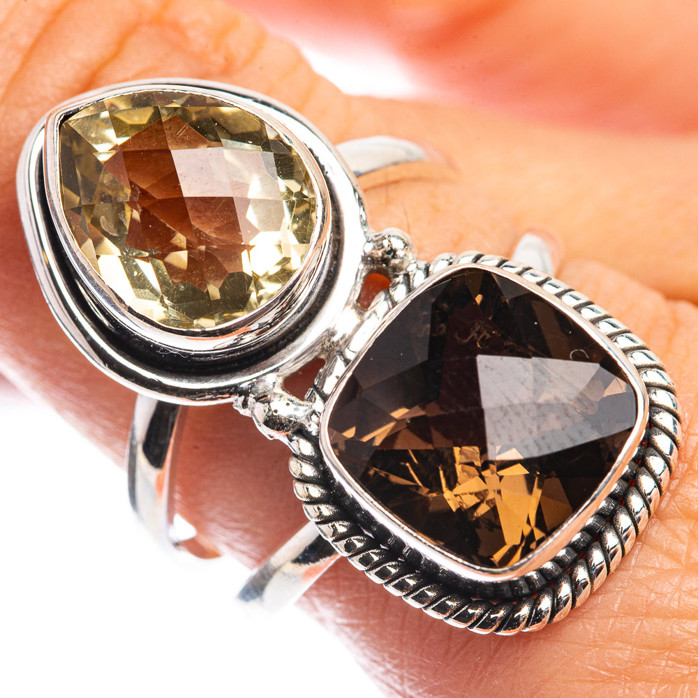 Large Smoky Quartz, Citrine Ring Size 9.25 (925 Sterling Silver) RING143352