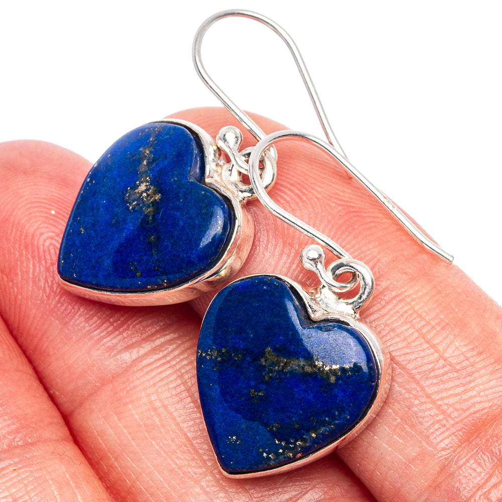 Lapis Lazuli Heart Earrings 1 1/4" (925 Sterling Silver) E1800