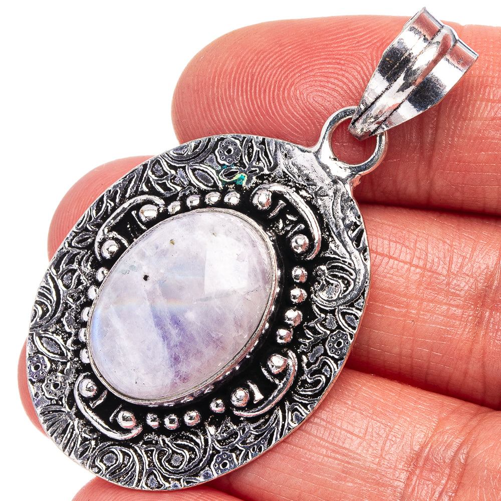 Rainbow Moonstone Pendant 2" (German Silver)