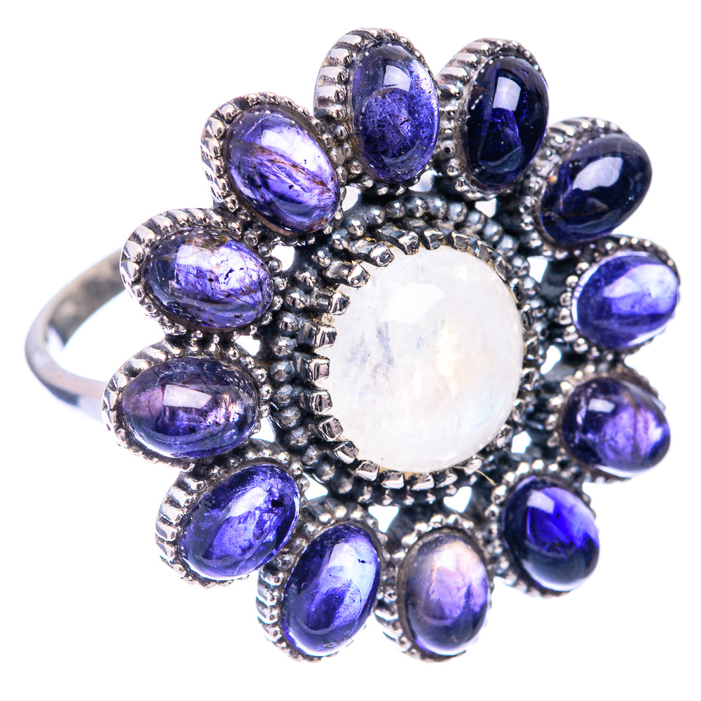 Large Rainbow Moonstone, Tanzanite Ring Size 10 (925 Sterling Silver) R140857