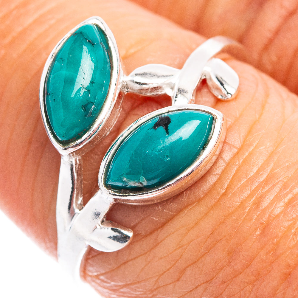 Turquoise Leaf Dainty Ring Size 7.75 (.925 Sterling Silver)