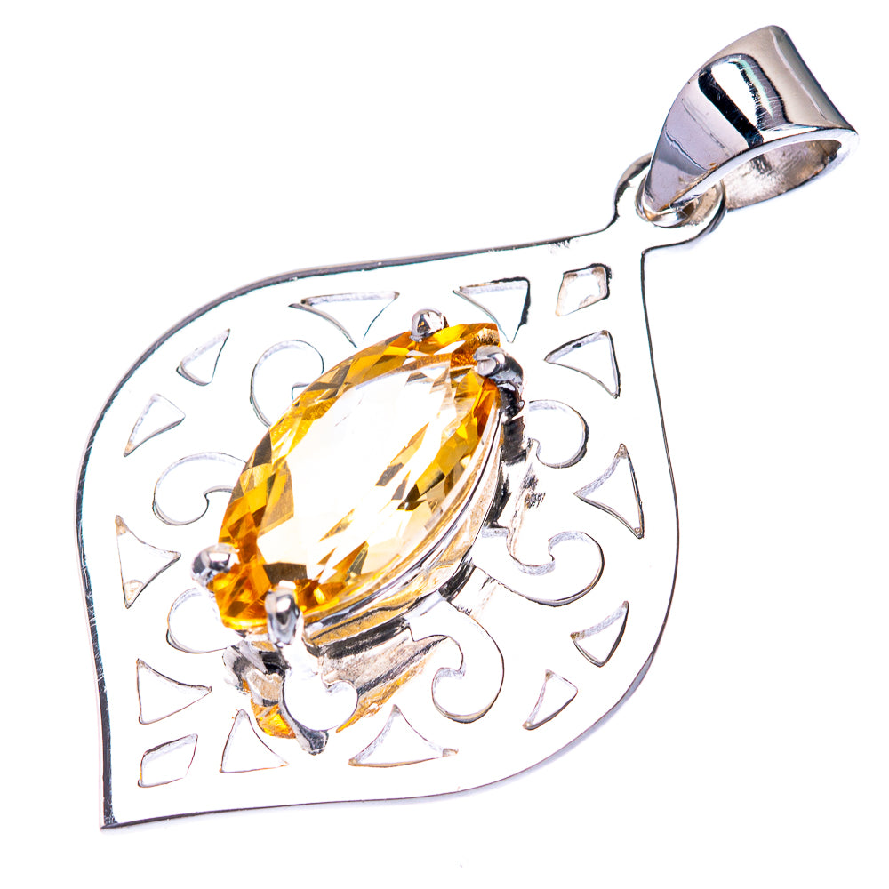 Premium Signature Faceted Citrine Pendant 1 3/8" (925 Sterling Silver) P38773