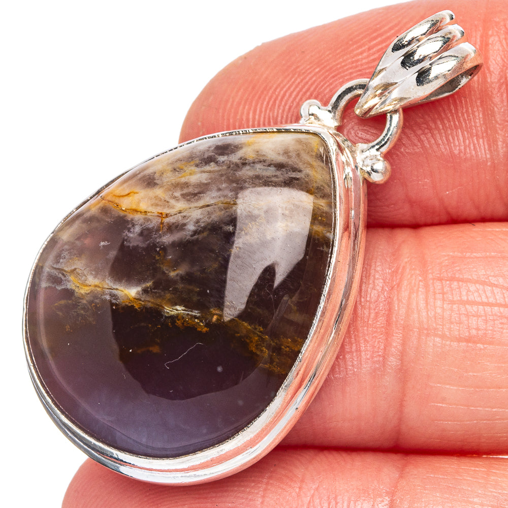 Plume Agate Pendant 1 1/2" (925 Sterling Silver) P40379