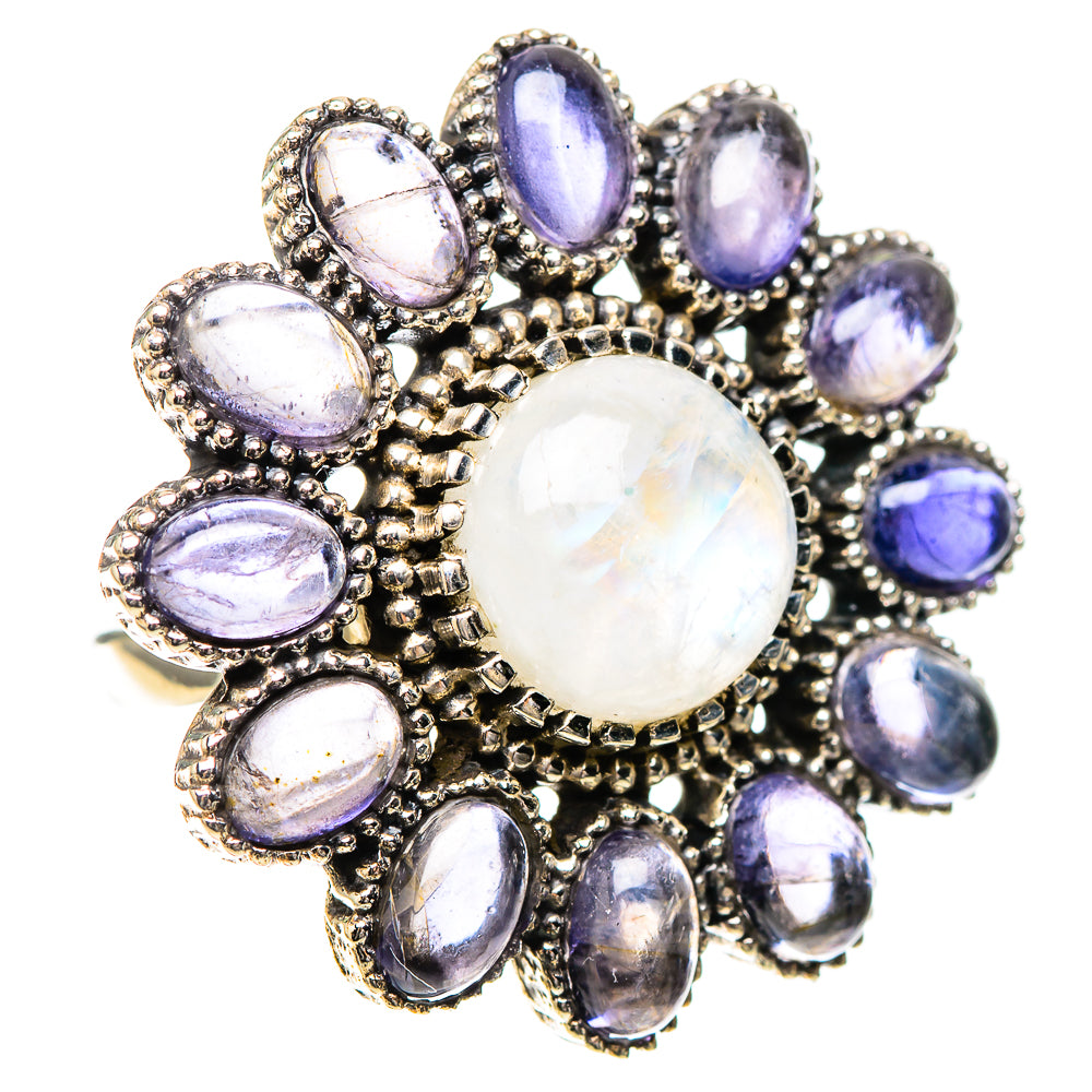 Large Rainbow Moonstone, Tanzanite Ring Size 6.5 (925 Sterling Silver) RING137945