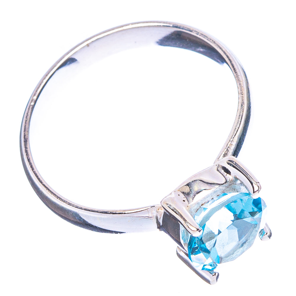 Faceted Blue Topaz Ring Size 8 (.925 Sterling Silver)