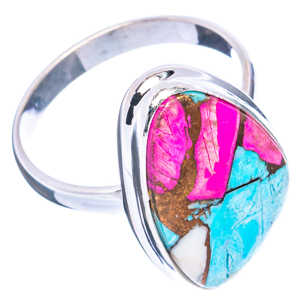 Pink Dahlia Mohave Turquoise Ring Size 9 (.925 Sterling Silver)