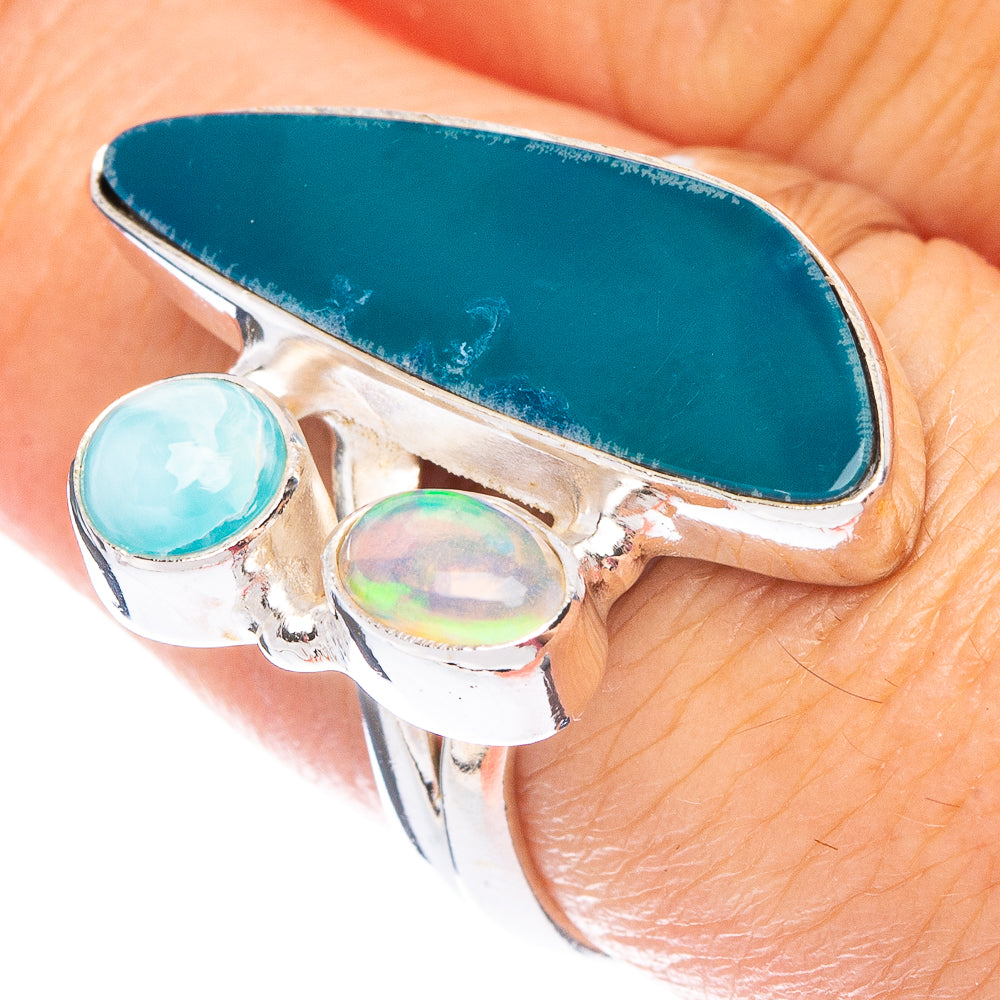 Rare Doublet Opal, Ethiopian Opal, Larimar Ring Size 7.5 (925 Sterling Silver) R7528