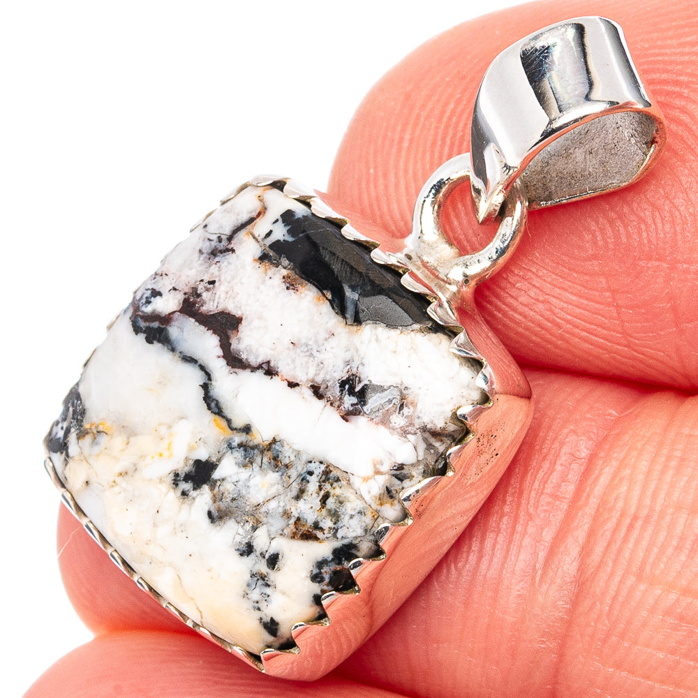 White Buffalo Turquoise Pendant 1 1/8" (.925 Sterling Silver)