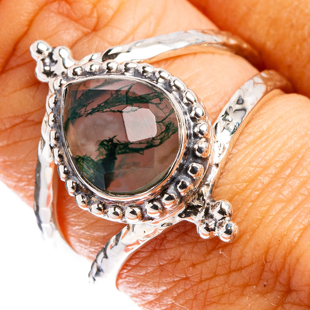 Premium Green Moss Agate Ring Size 8.5 (.925 Sterling Silver)