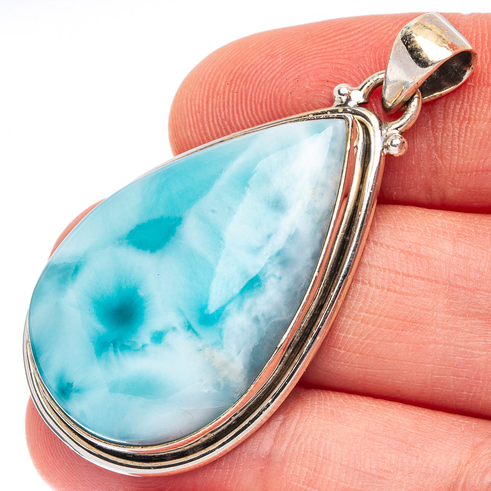 Larimar 925 Sterling Silver Pendant 1 3/4" (925 Sterling Silver) P43585