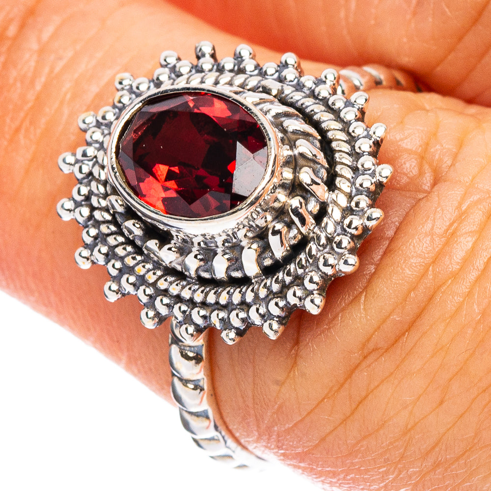 Garnet Ring Size 6.75 (925 Sterling Silver) R7964