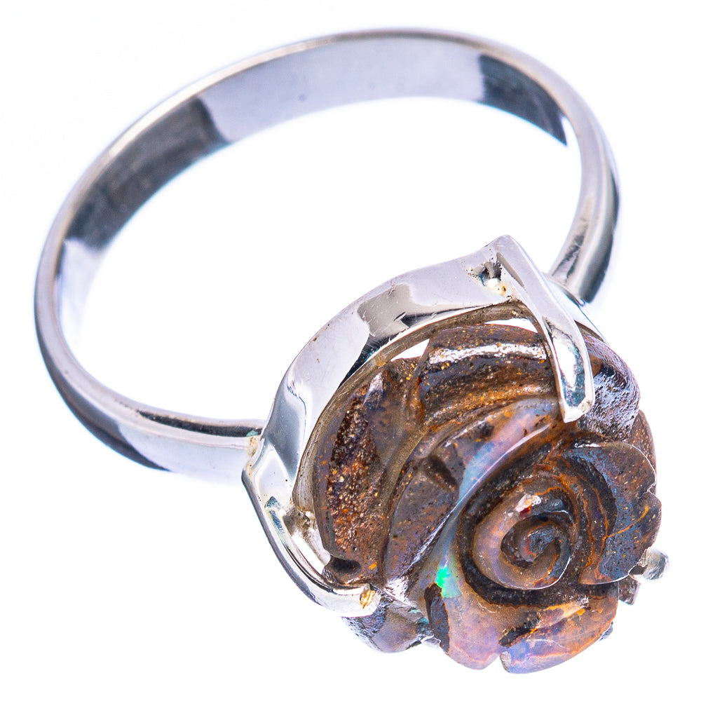 Rare Boulder Opal Rose Ring Size 8.75 (925 Sterling Silver) R2534