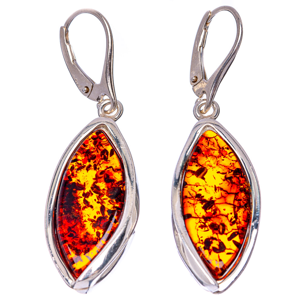 Baltic Amber Earrings 2" (925 Sterling Silver) E1091
