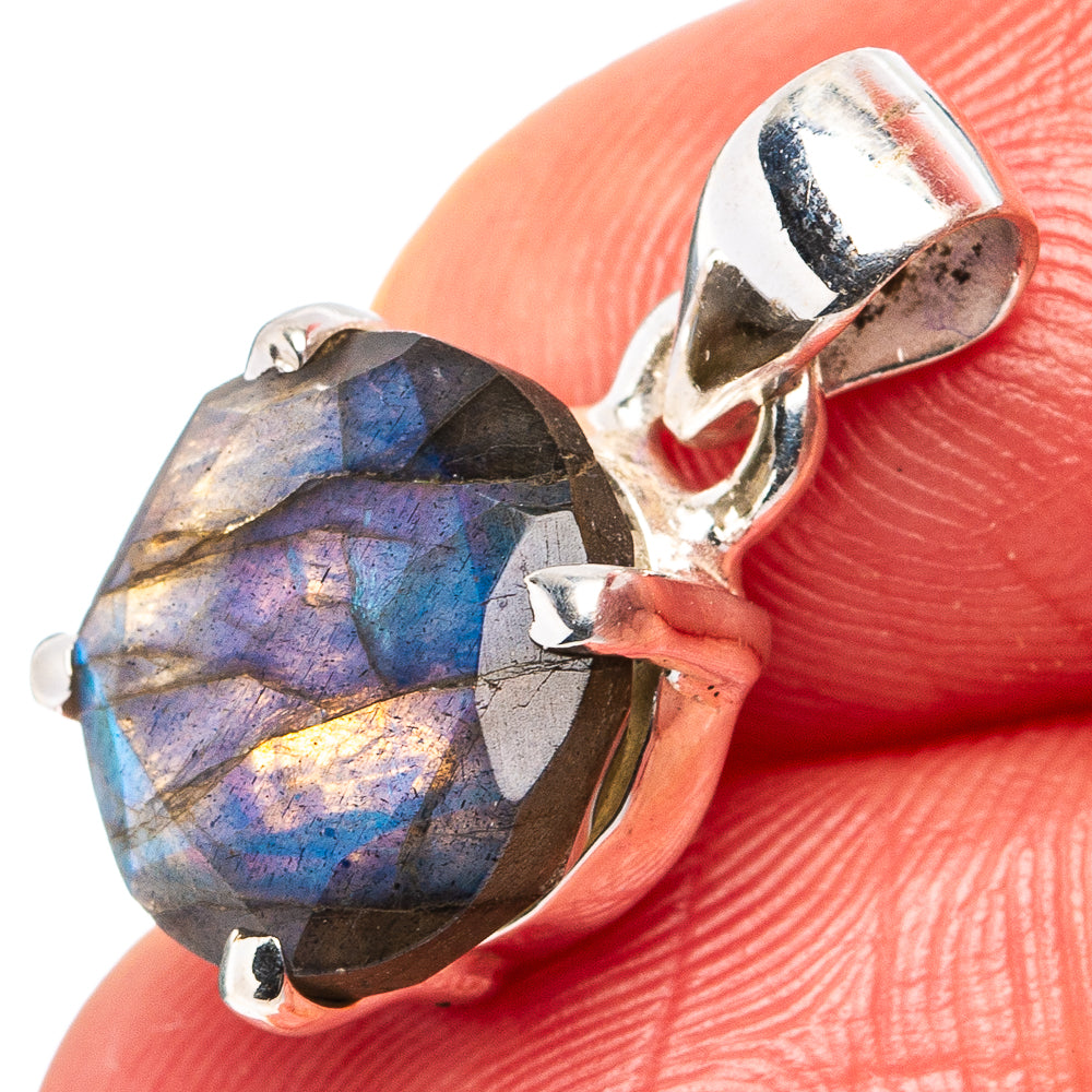 Faceted Labradorite Dainty Pendant 3/4" (.925 Sterling Silver)