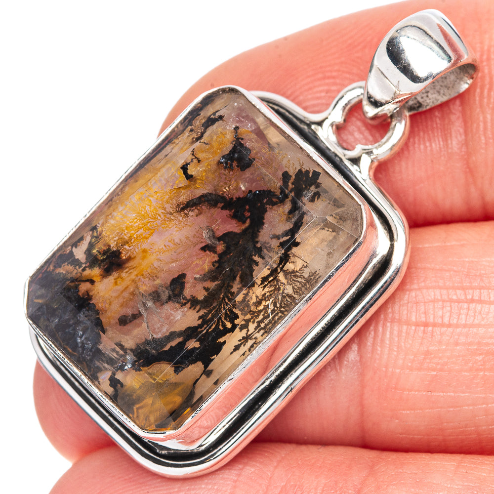 Scenic Dendritic Agate Pendant 1 3/8" (925 Sterling Silver) P41644