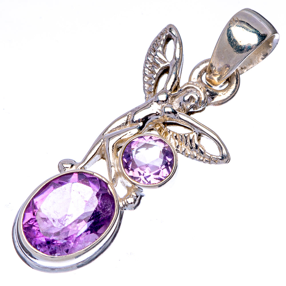 Faceted Amethyst Fairy Pendant 1 3/8" (925 Sterling Silver) P41005