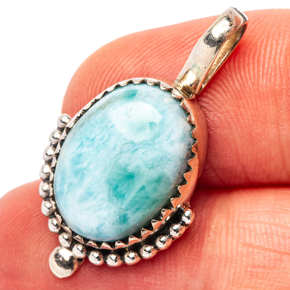 Larimar Pendant 1 1/8" (.925 Sterling Silver)