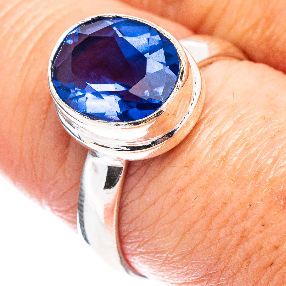 Faceted Blue Fluorite Ring Size 8.25 (.925 Sterling Silver)