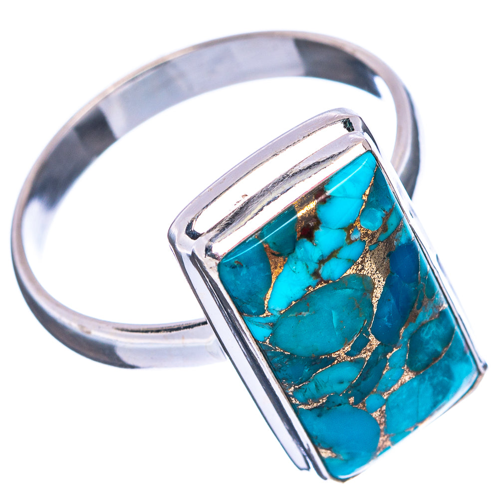 Blue Copper Turquoise Ring Size 10.75 (.925 Sterling Silver)