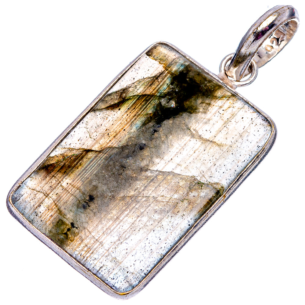 Labradorite Pendant 1 5/8" (Silver Plated)