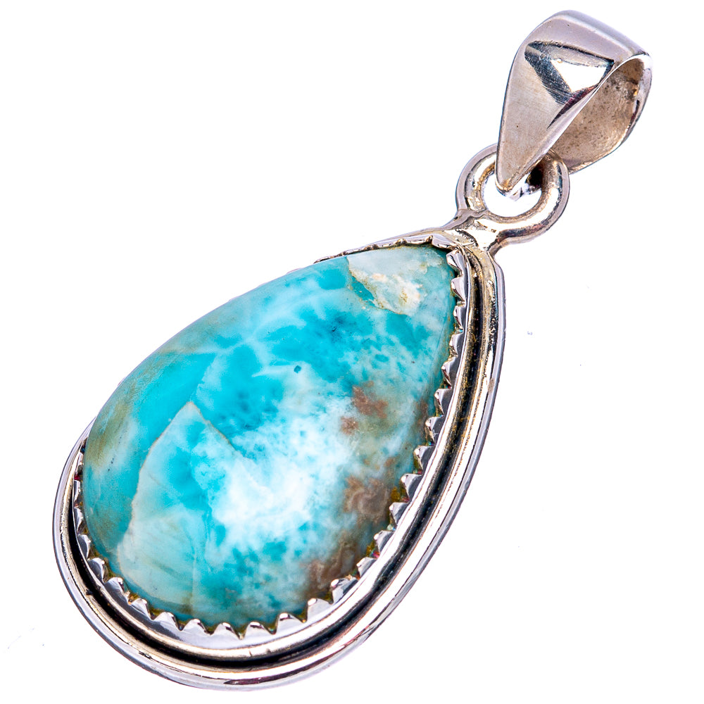 Rare Larimar Pendant 1 3/8" (.925 Sterling Silver)