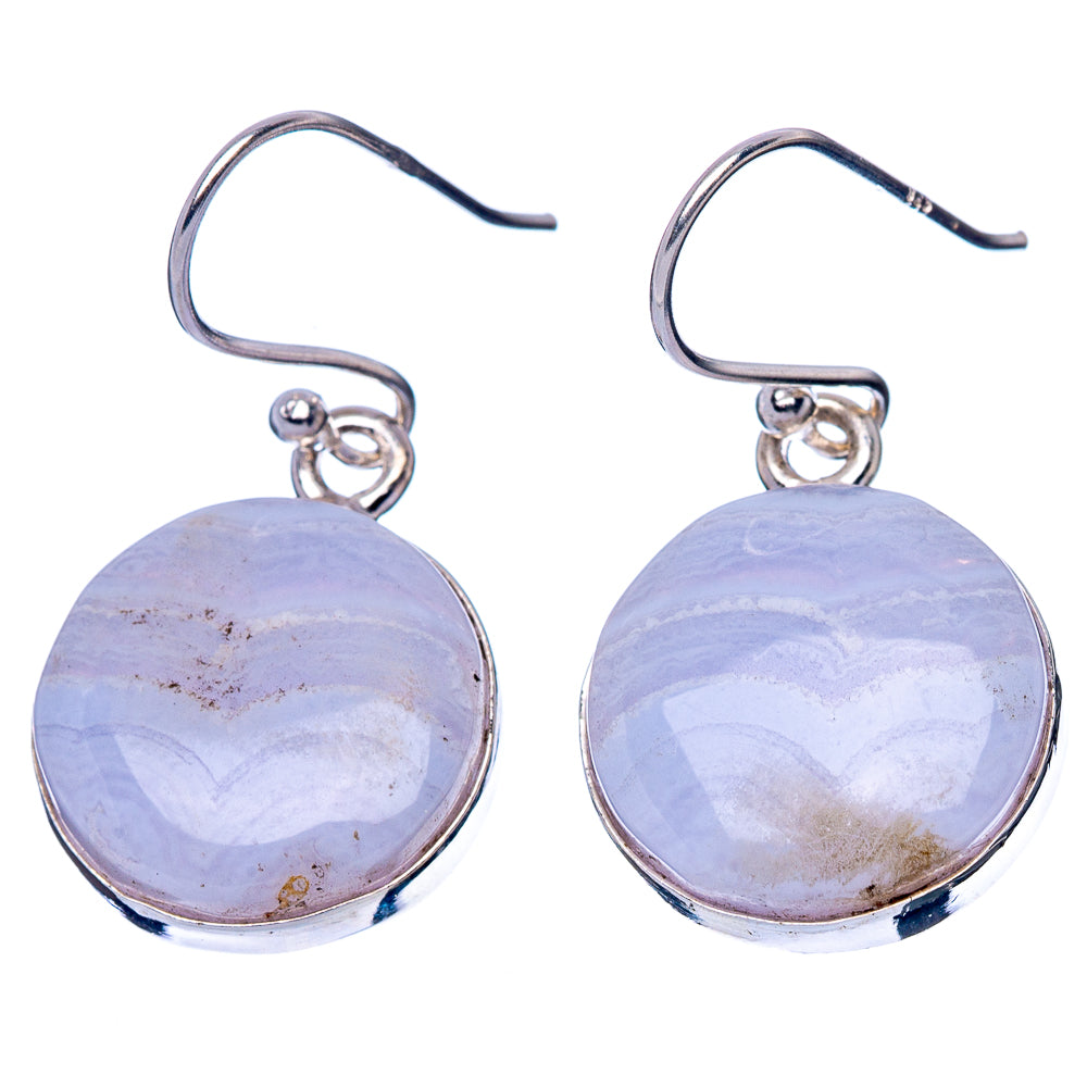 Blue Lace Agate Earrings 1 1/4" (925 Sterling Silver) E1681